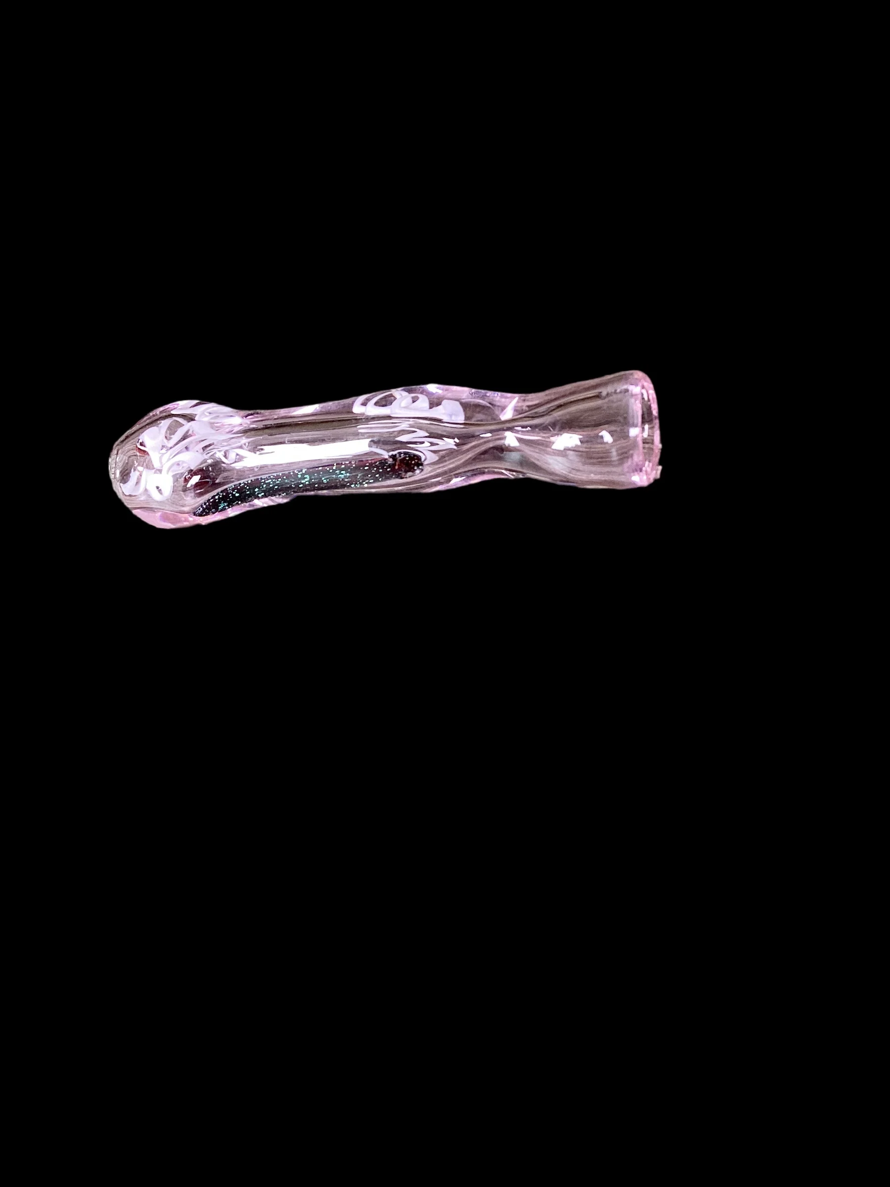 Clear Pink Glitter Chillum - Image 3